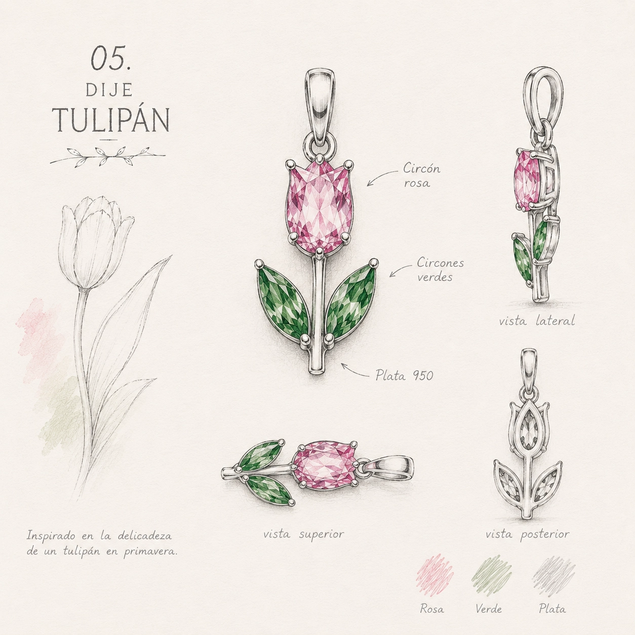 Boceto del dije Tulipán