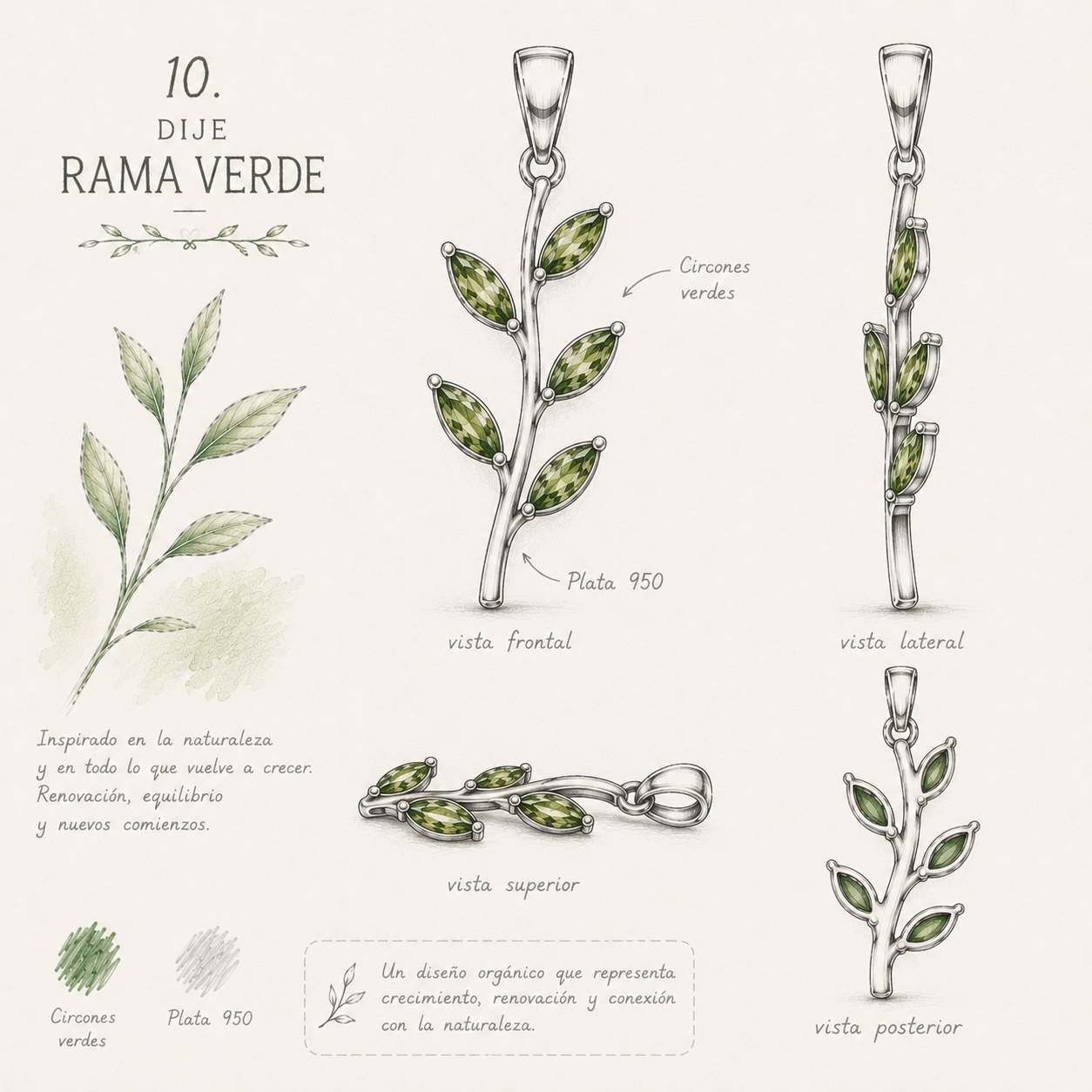 Boceto del dije Rama Verde